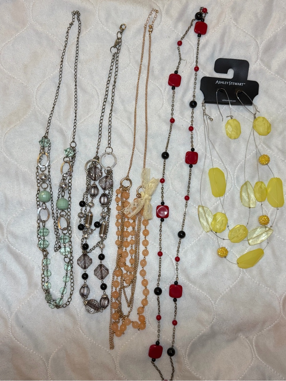 Ashley Stewart Yellow Bead & Multi-Color Fashion Necklace Lot